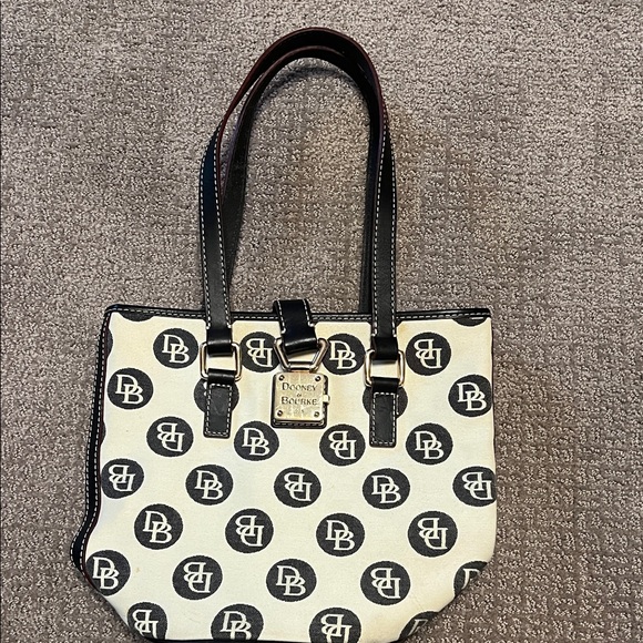 Dooney & Bourke Handbags - Dooney & Bourke Black and Tan Logo Tote